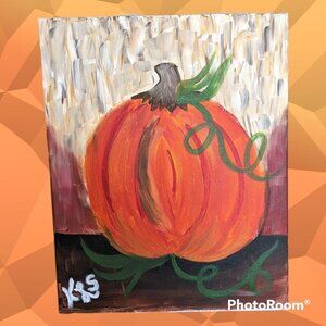 Handmade Pumpkin Canvas Painting